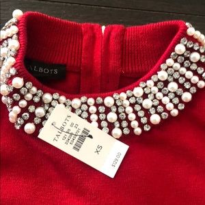 Talbots. EMBELLISHED NECKLINE SWEATER